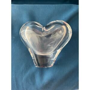 Simon Pearce Romance Vase, Hand Sculpted Heart Shape Clear Glass Form, Unsigned